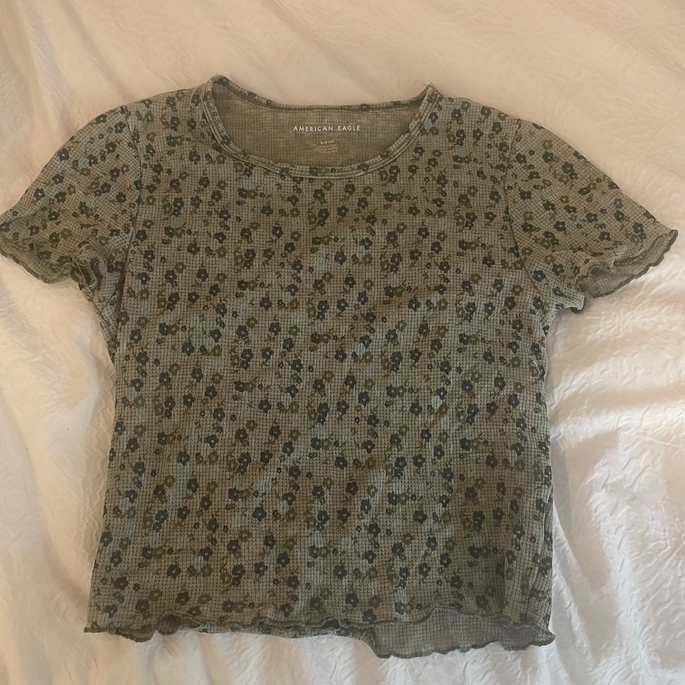 American Eagle Floral Crop Tee